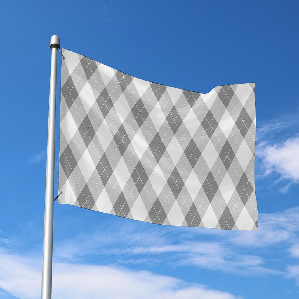 Grey Argyle Pattern Print Polyester Flag