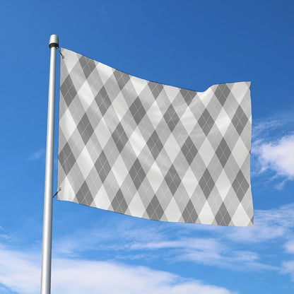 Grey Argyle Pattern Print Polyester Flag