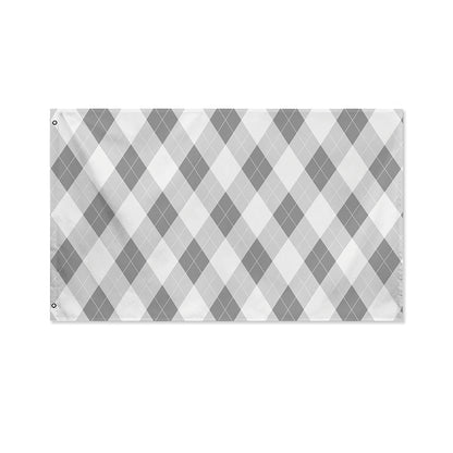 Grey Argyle Pattern Print Polyester Flag