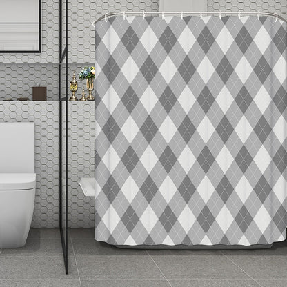 Grey Argyle Pattern Print Polyester Shower Curtain