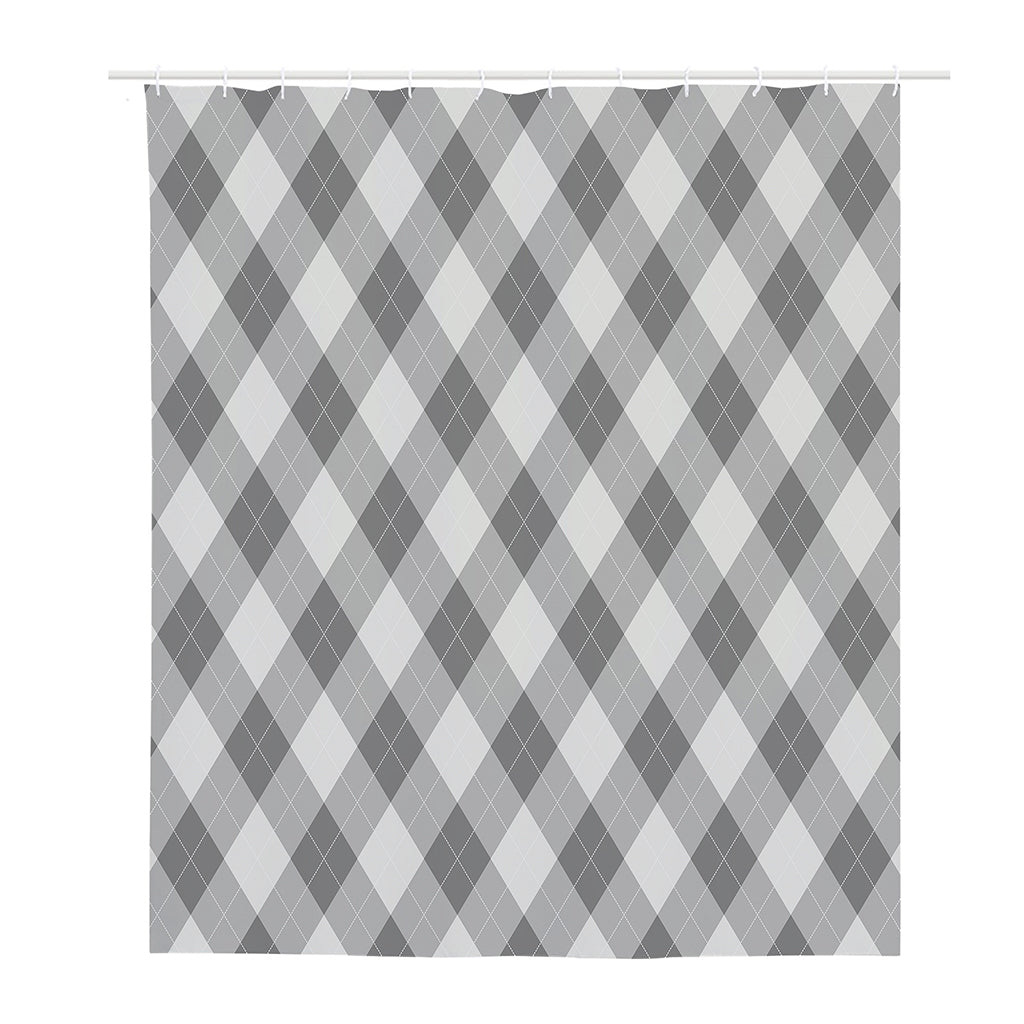 Grey Argyle Pattern Print Polyester Shower Curtain