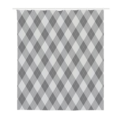 Grey Argyle Pattern Print Polyester Shower Curtain
