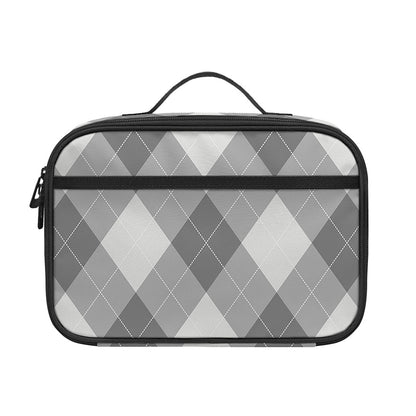 Grey Argyle Pattern Print Portable Lunch Bag