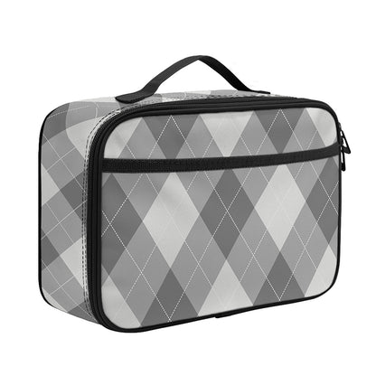 Grey Argyle Pattern Print Portable Lunch Bag