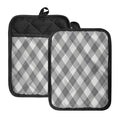 Grey Argyle Pattern Print Pot Holders With Pocket