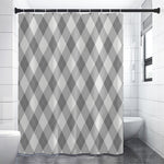 Grey Argyle Pattern Print Premium Shower Curtain