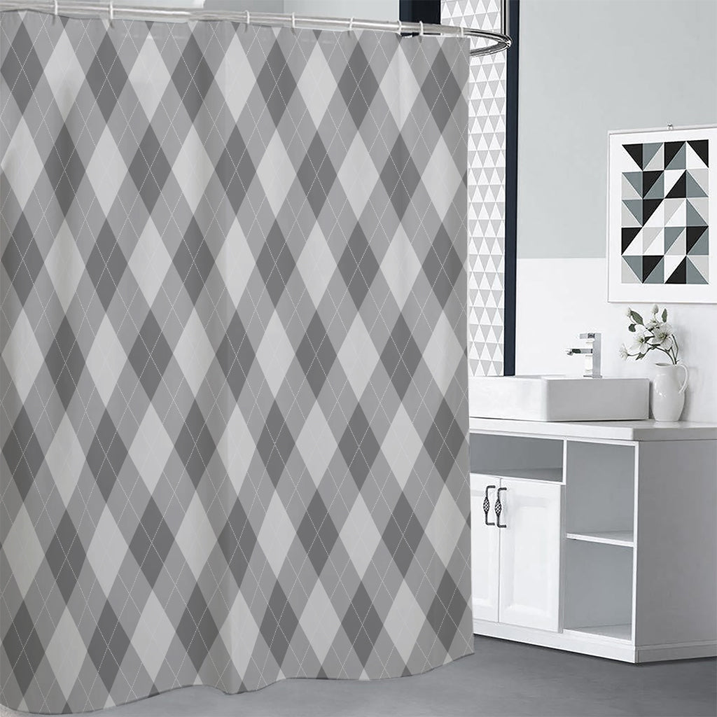 Grey Argyle Pattern Print Premium Shower Curtain