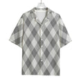 Grey Argyle Pattern Print Rayon Hawaiian Shirt