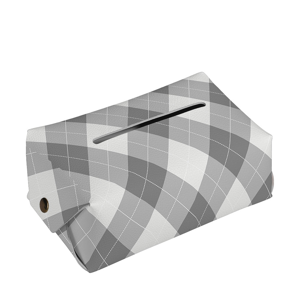Grey Argyle Pattern Print Rectangle Tissue Box Cover