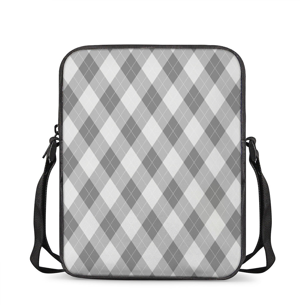 Grey Argyle Pattern Print Rectangular Crossbody Bag