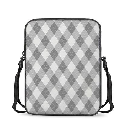 Grey Argyle Pattern Print Rectangular Crossbody Bag