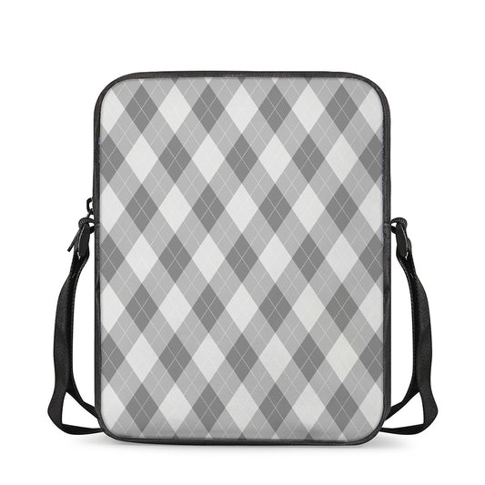 Grey Argyle Pattern Print Rectangular Crossbody Bag