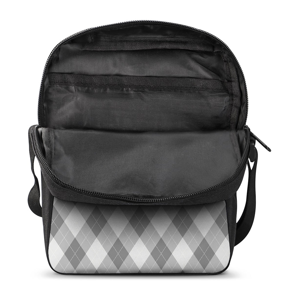 Grey Argyle Pattern Print Rectangular Crossbody Bag