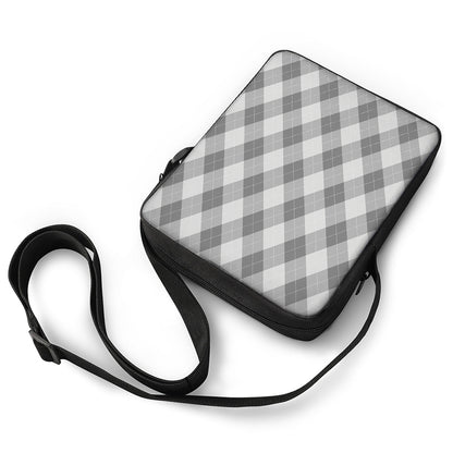 Grey Argyle Pattern Print Rectangular Crossbody Bag
