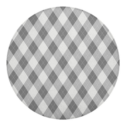 Grey Argyle Pattern Print Round Blanket