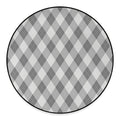 Grey Argyle Pattern Print Round Floor Mat