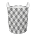 Grey Argyle Pattern Print Round Laundry Basket