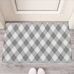 Grey Argyle Pattern Print Rubber Doormat