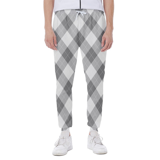 Grey Argyle Pattern Print Scuba Joggers