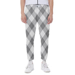 Grey Argyle Pattern Print Scuba Joggers