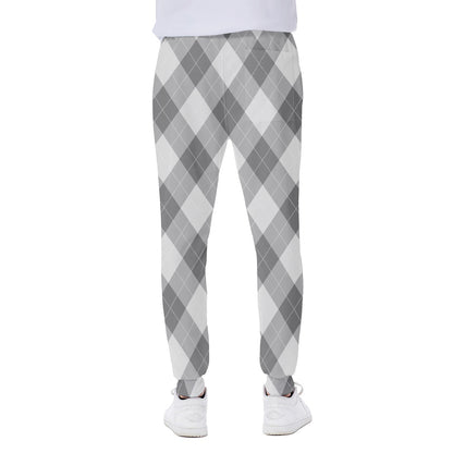 Grey Argyle Pattern Print Scuba Joggers