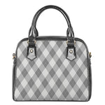 Grey Argyle Pattern Print Shoulder Handbag