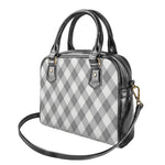 Grey Argyle Pattern Print Shoulder Handbag