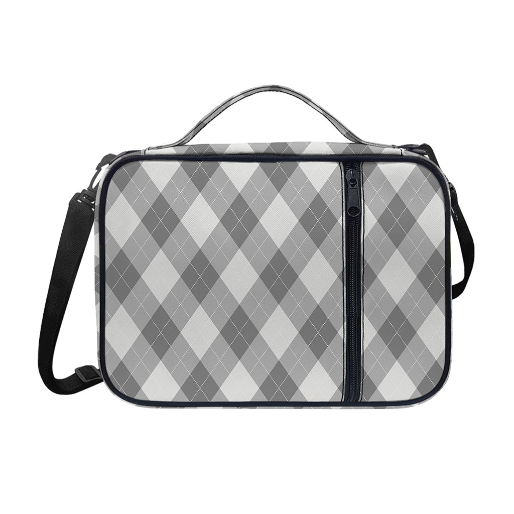 Grey Argyle Pattern Print Shoulder Strap Bible Bag