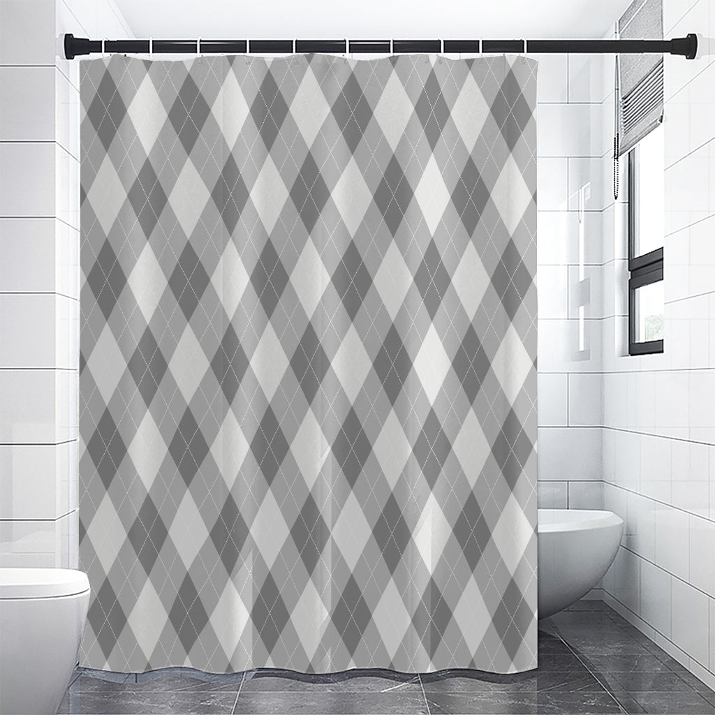 Grey Argyle Pattern Print Shower Curtain