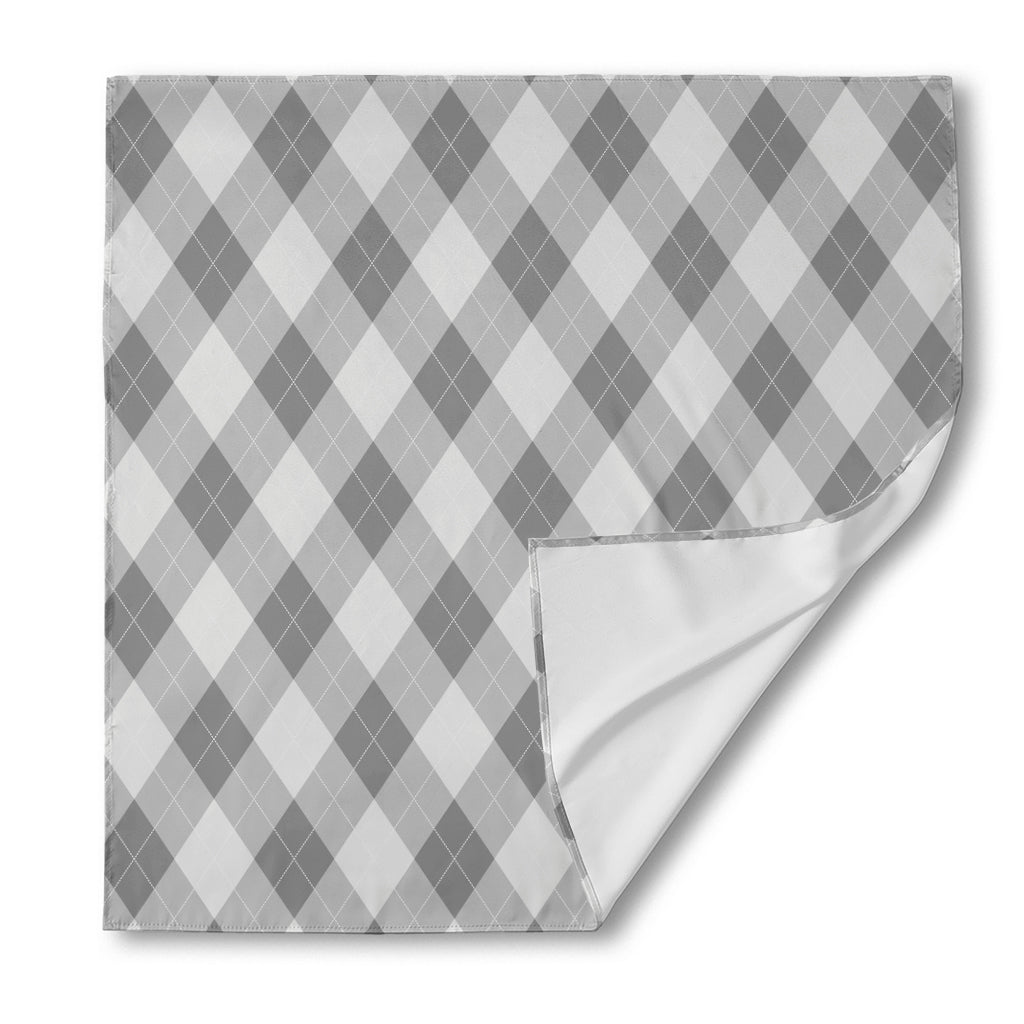 Grey Argyle Pattern Print Silk Bandana