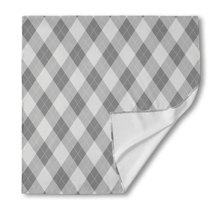 Grey Argyle Pattern Print Silk Bandana
