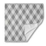 Grey Argyle Pattern Print Silk Bandana