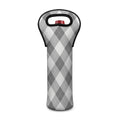 Grey Argyle Pattern Print Single Neoprene Wine Tote