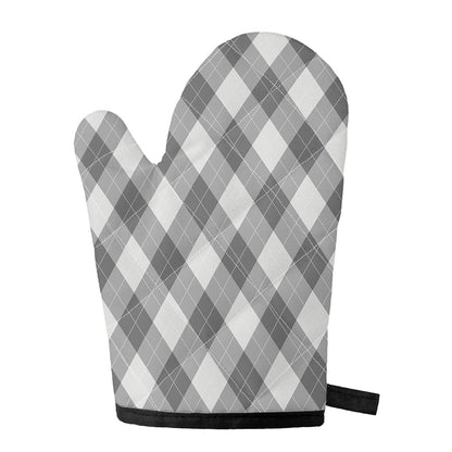 Grey Argyle Pattern Print Single Oven Mitt