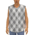Grey Argyle Pattern Print Sleeveless Baseball Jersey