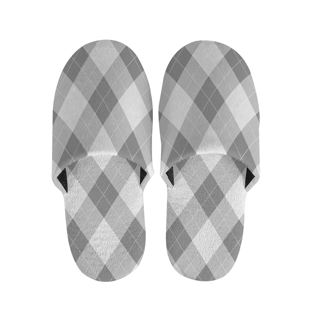 Grey Argyle Pattern Print Slippers