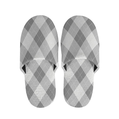 Grey Argyle Pattern Print Slippers