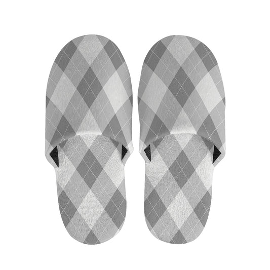 Grey Argyle Pattern Print Slippers