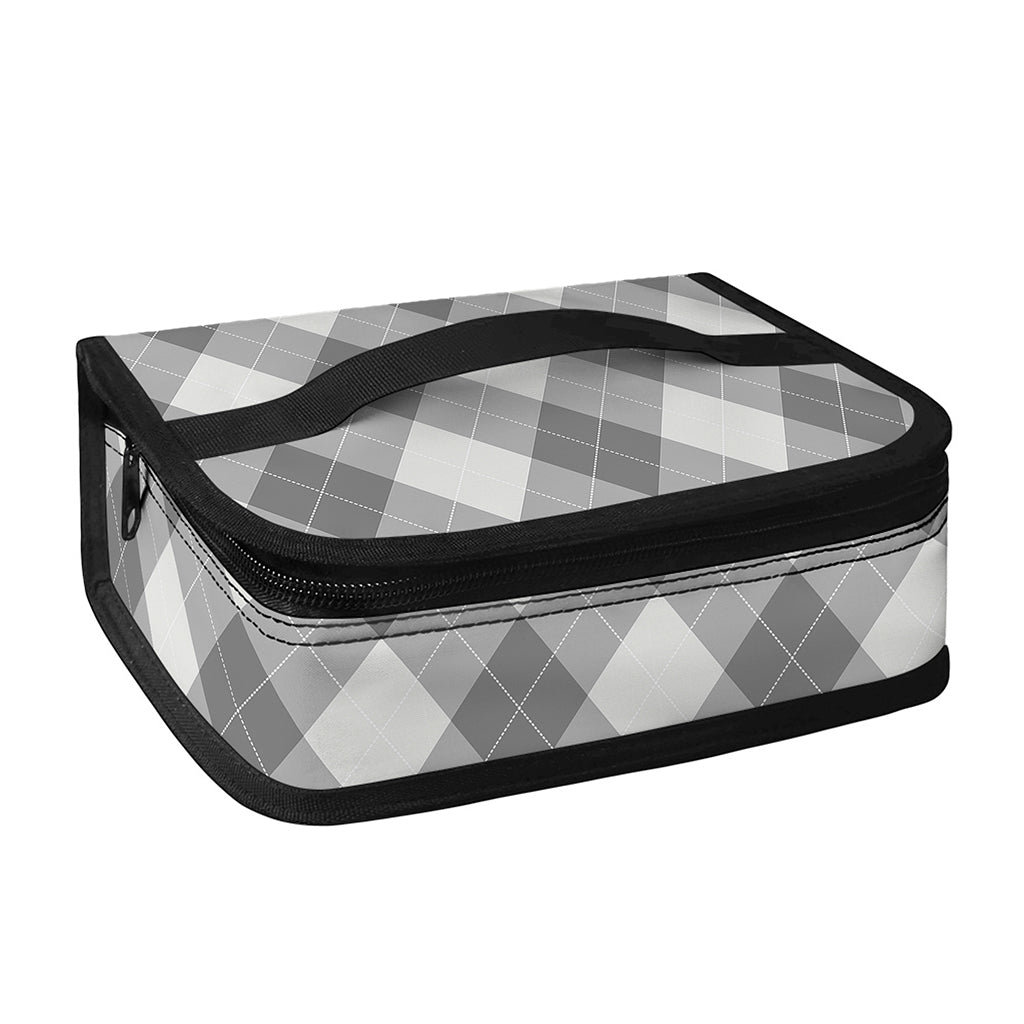 Grey Argyle Pattern Print Small Lunch Bag
