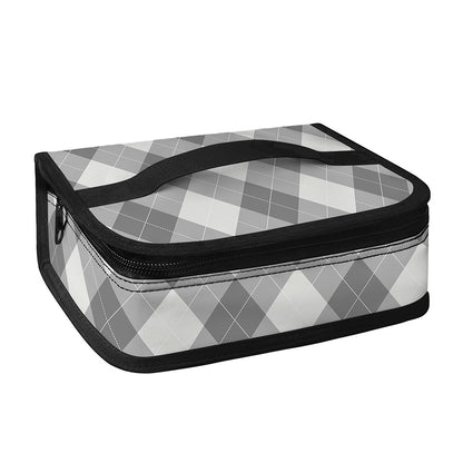 Grey Argyle Pattern Print Small Lunch Bag