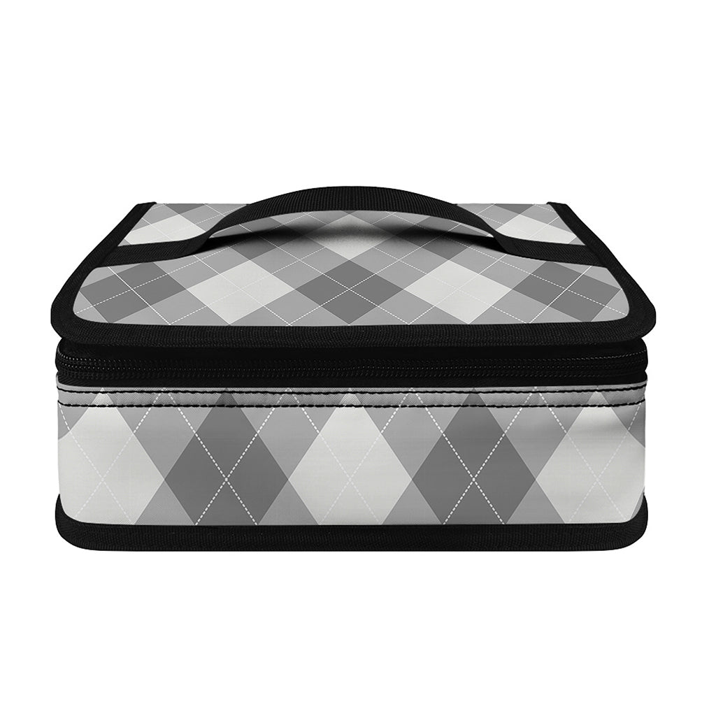 Grey Argyle Pattern Print Small Lunch Bag