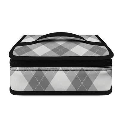 Grey Argyle Pattern Print Small Lunch Bag