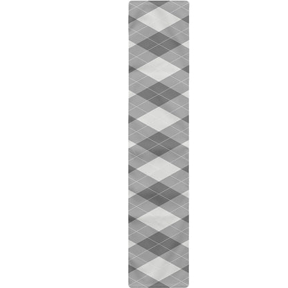 Grey Argyle Pattern Print Table Runner