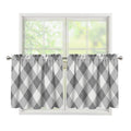 Grey Argyle Pattern Print Tier Curtains