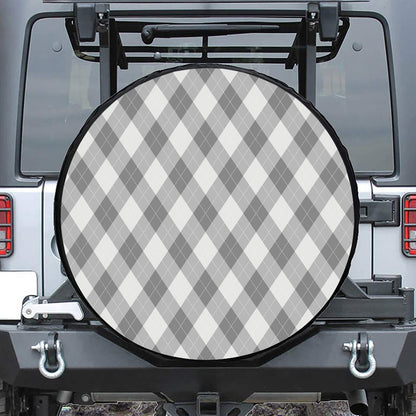 Grey Argyle Pattern Print Tire Cover