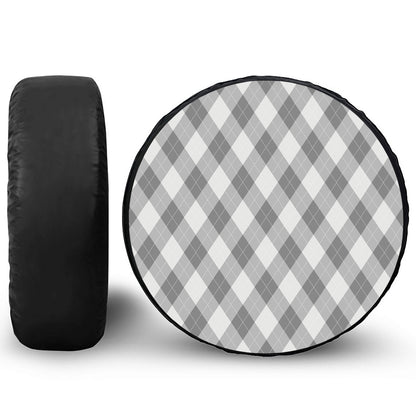 Grey Argyle Pattern Print Tire Cover
