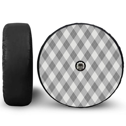 Grey Argyle Pattern Print Tire Cover With Camera Hole