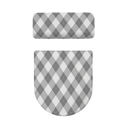 Grey Argyle Pattern Print Toilet Lid And Tank Cover Set