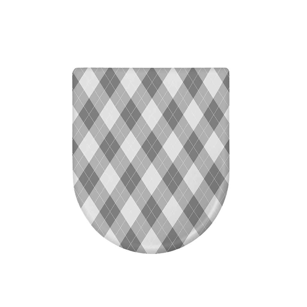 Grey Argyle Pattern Print Toilet Lid Cover