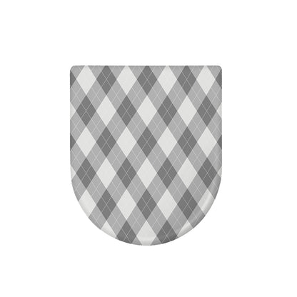 Grey Argyle Pattern Print Toilet Lid Cover